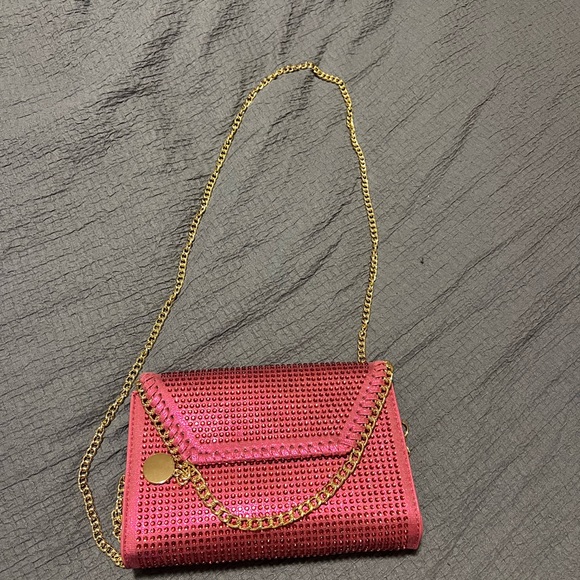 Handbags - Pink Studded Chain Crossbody Bag